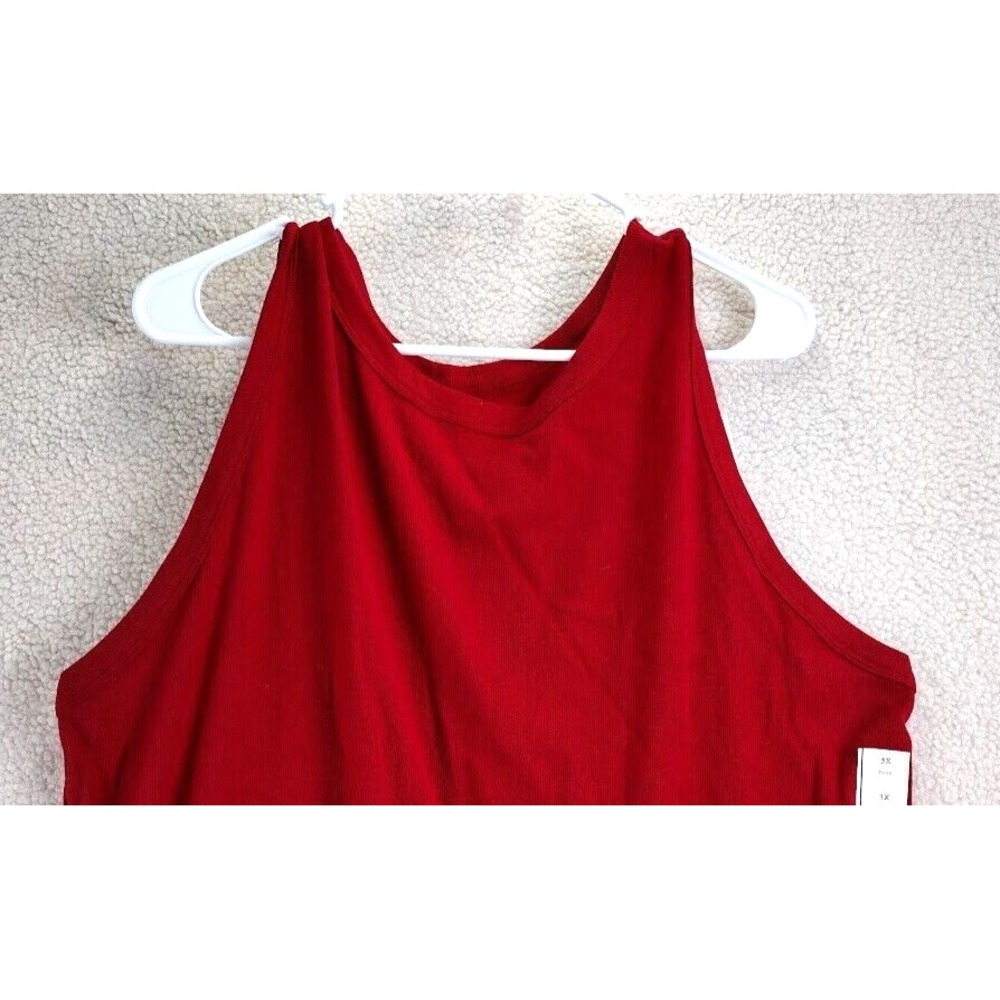 A New Day Women's Red Ribbed Racerback Tank Top Size 3X - Picture 7 of 14